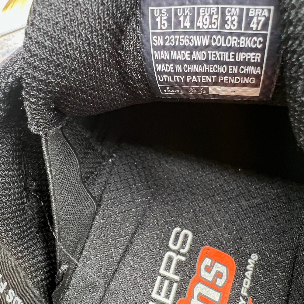 Skechers After Burn Sneakers Men's 15 Extra Wide Fit Black Memory Foam 237563WW - Picture 10 of 11